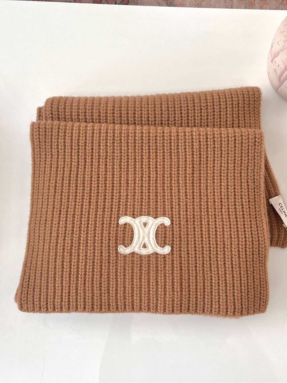 CELINE Triomphe Nutmeg Knit Scarf
